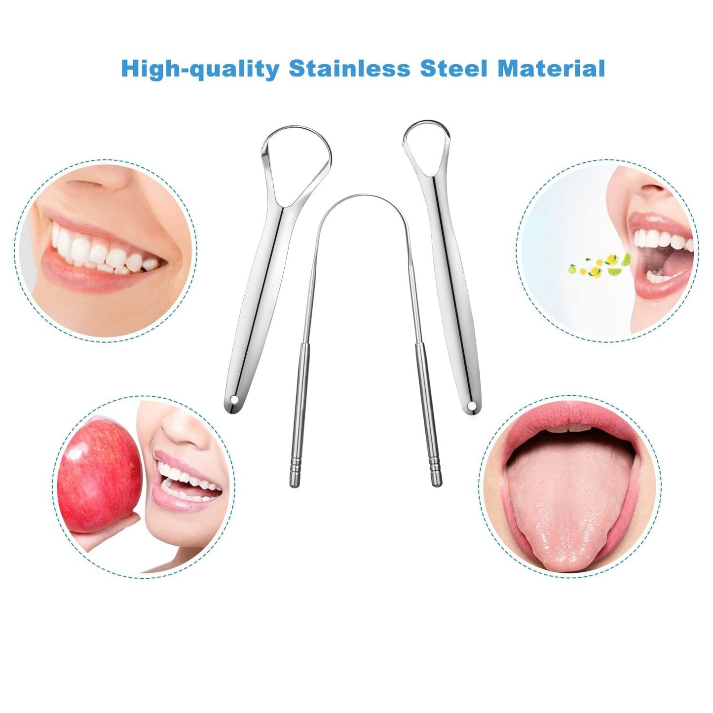 3 PCS Metal Tongue Scraper, Tongue Scrapers for Adults, Stainless Steel Tounge Scrappers, Tounge Scraper, Portable Tongue Scrappers