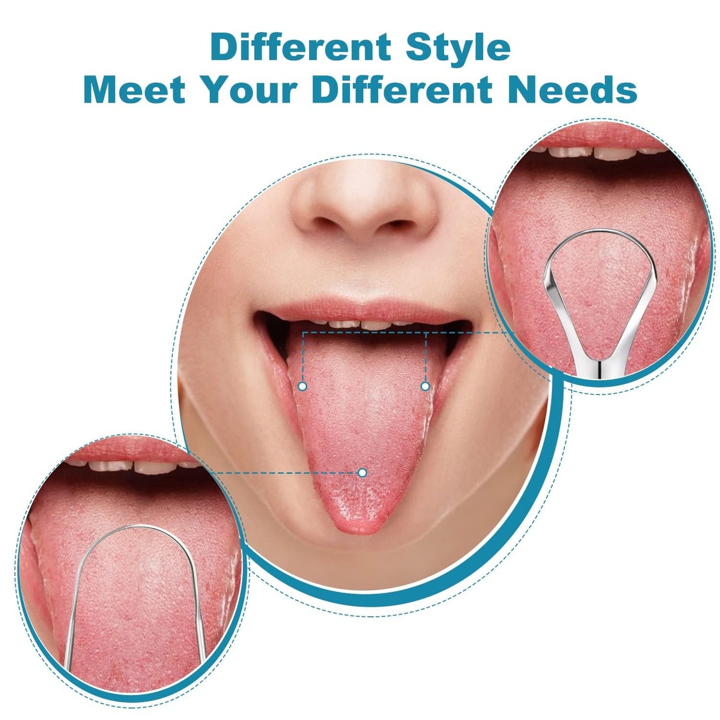 3 PCS Metal Tongue Scraper, Tongue Scrapers for Adults, Stainless Steel Tounge Scrappers, Tounge Scraper, Portable Tongue Scrappers