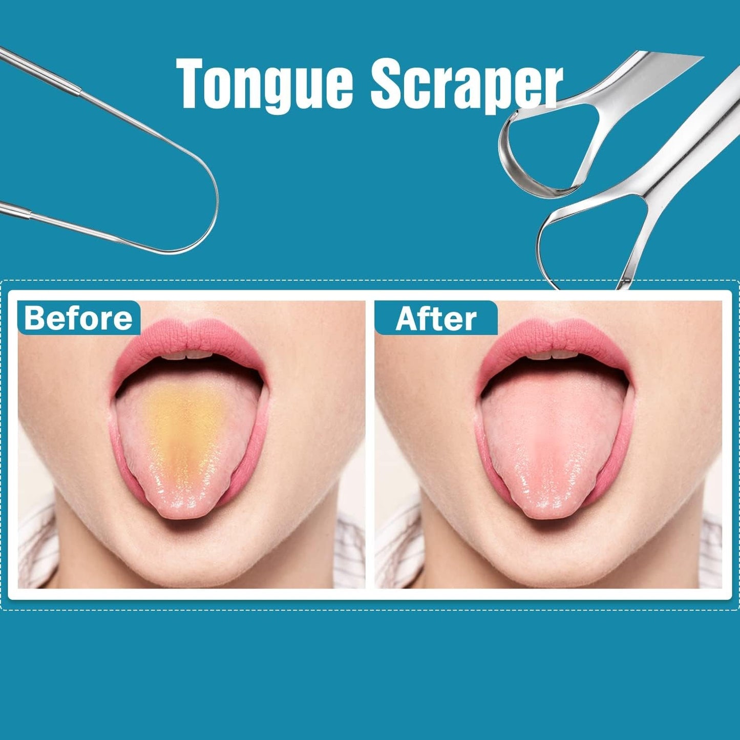 3 PCS Metal Tongue Scraper, Tongue Scrapers for Adults, Stainless Steel Tounge Scrappers, Tounge Scraper, Portable Tongue Scrappers