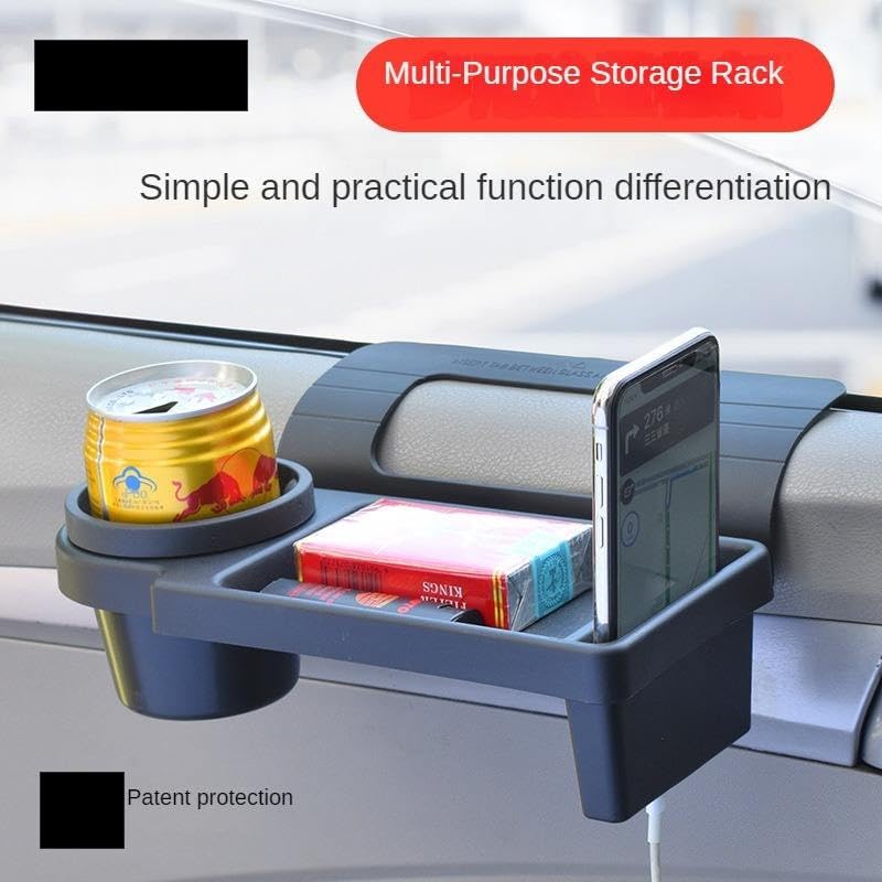 Car Window Cup Holder & Phone Storage Rack, Black