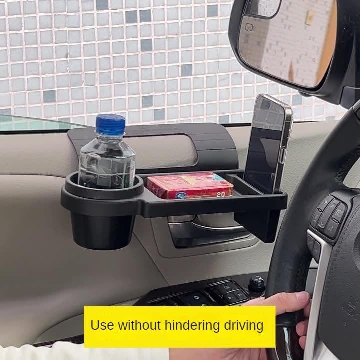 Car Window Cup Holder & Phone Storage Rack, Black