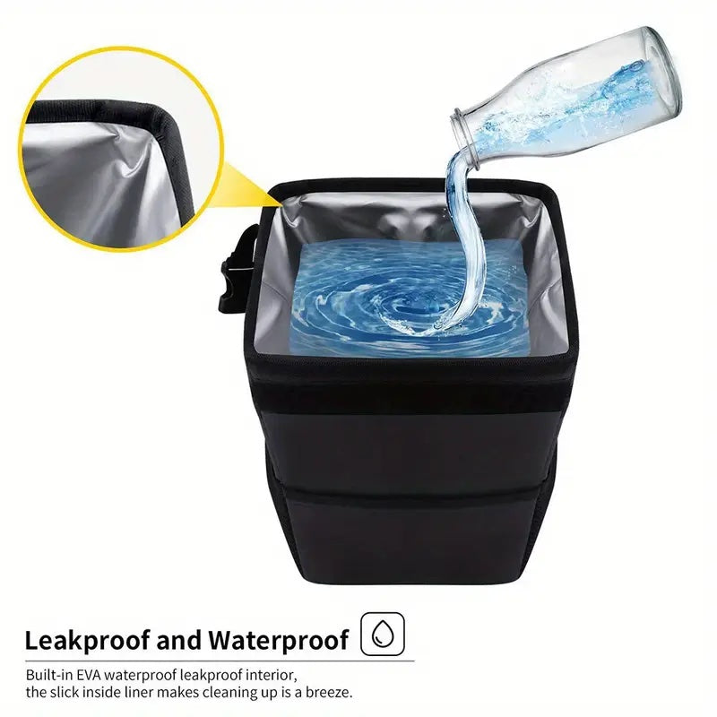 Car Trash Can with Lid & Storage Pockets – 1.82 Gal