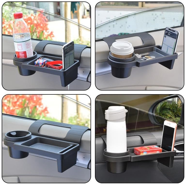 Car Window Cup Holder & Phone Storage Rack, Black