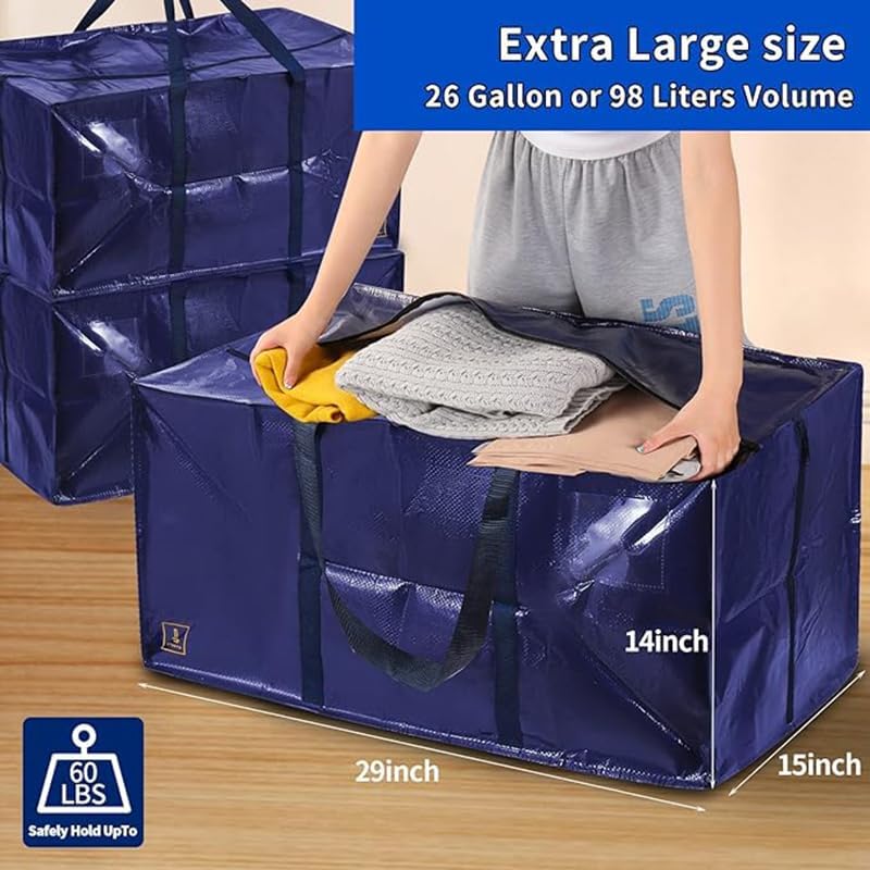2 Pack Extra Large 26 Gallon Moving Storage Bags with Zippers