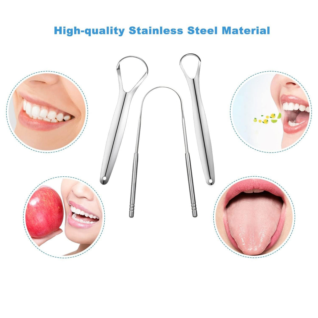 3 PCS Metal Tongue Scraper, Tongue Scrapers for Adults, Stainless Steel Tounge Scrappers, Tounge Scraper, Portable Tongue Scrappers