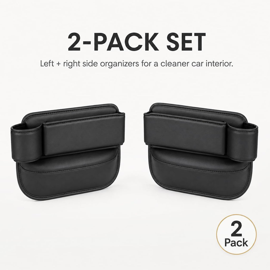 2 Pack Car Seat Gap Organizer Bags, Black