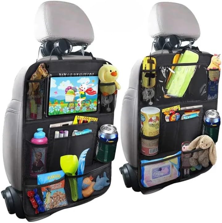 2 Pack Car Seat Protector & Backseat Organizer, Black