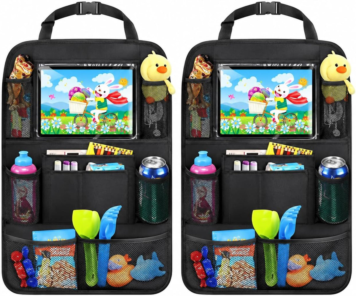 2 Pack Car Seat Protector & Backseat Organizer, Black