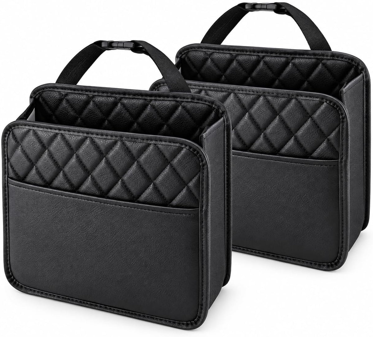 2 Pack Hanging Car Trash Bags & Backseat Organizers, Black