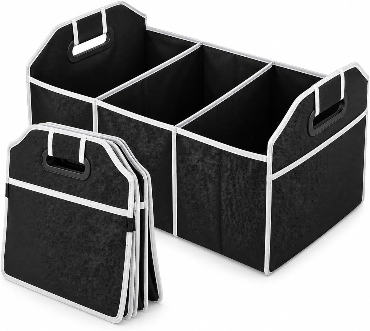 2 Pack Collapsible Car Organizer Storage Boxes, Black
