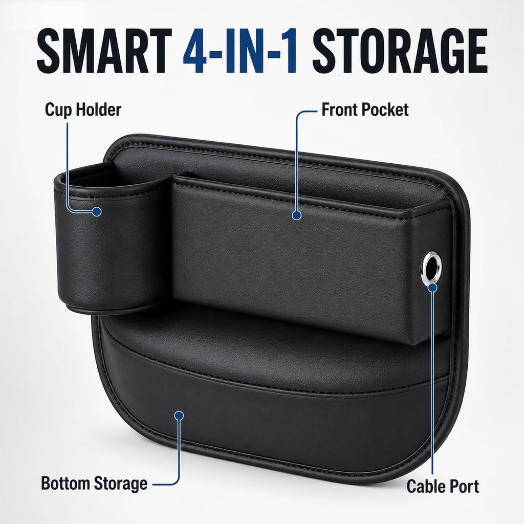 2 Pack Car Seat Gap Organizer Bags, Black
