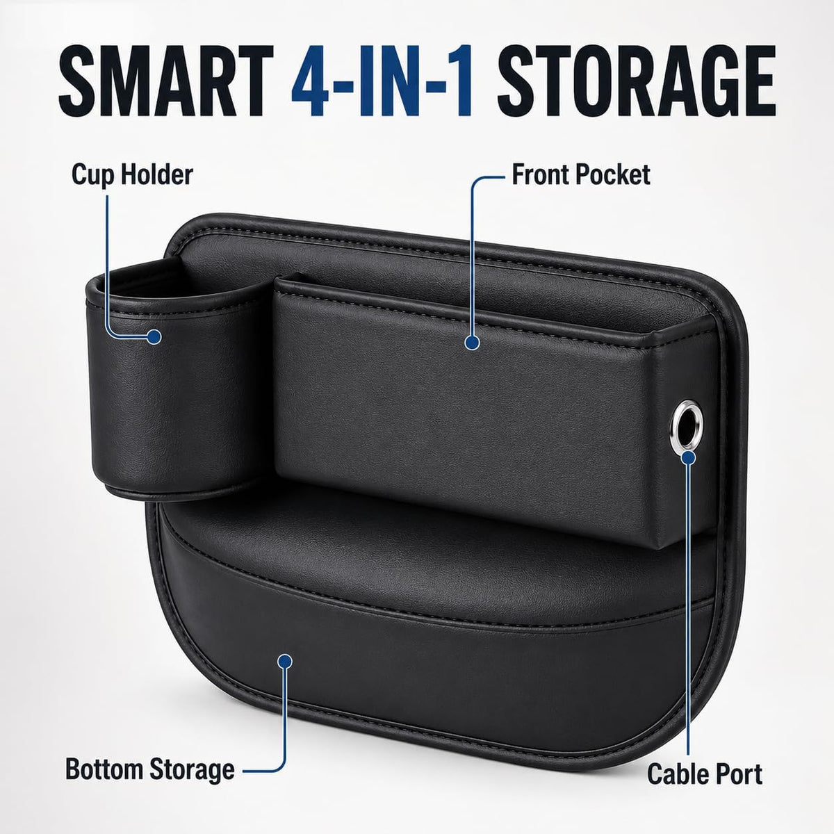2 Pack Car Seat Gap Organizer Bags, Black