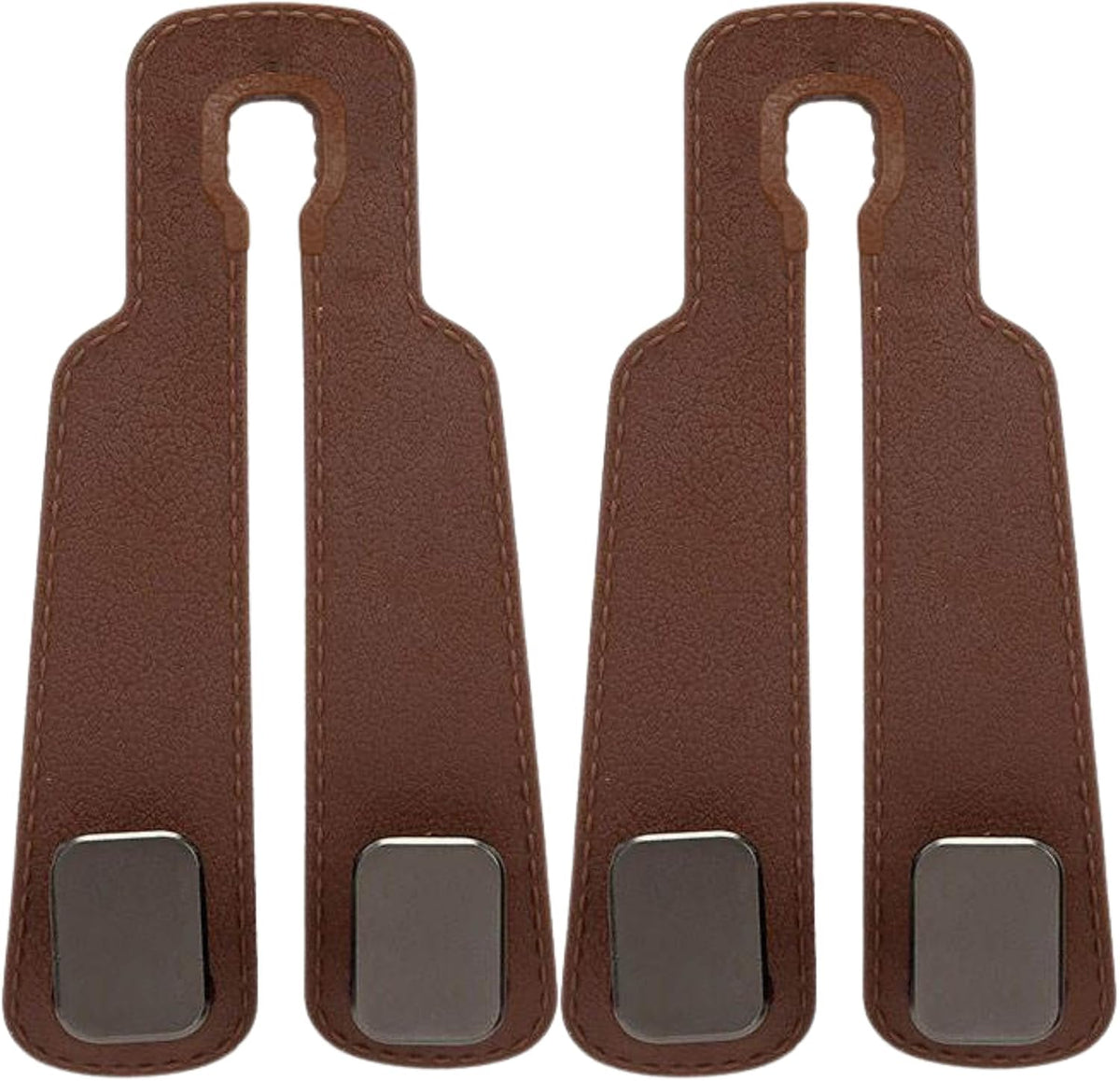 2 Pack Car Headrest Hooks Hanger for Bags Seat Back Organizer Holder Clips Auto Fastener Oliver Fitment Unfinished No Material, Brown