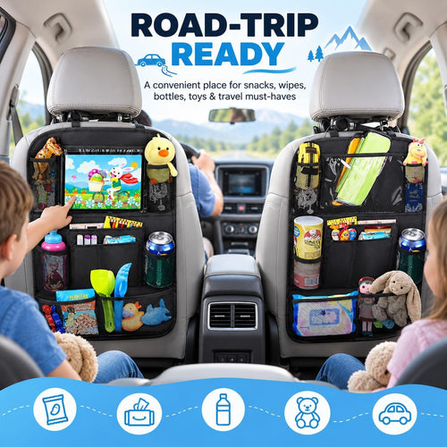2 Pack Car Seat Protector & Backseat Organizer, Black