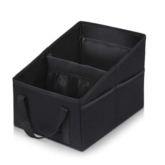 Car Seat Organizer - Passenger Seat Organizer, Collapsible Small Car Seat Storage Organizer for Console Front/Back, Automotive Backseat Organizer with Belt 4 Cup Holders for Kids Accessories