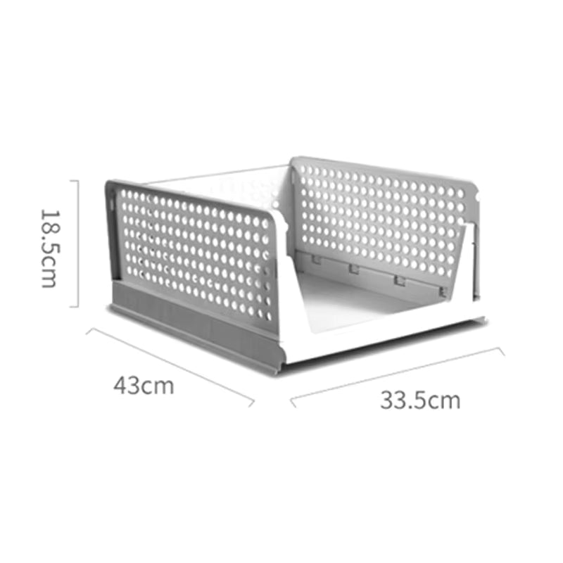 Stackable Closet Storage Baskets, Foldable Plastic Organizer Bins, Open-Front, White, 5 Pack