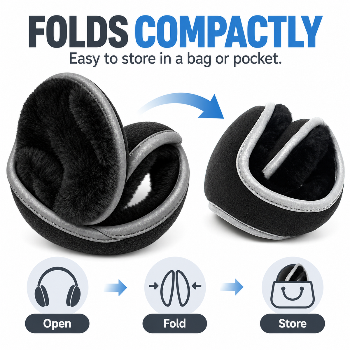 Adjustable Winter Earmuffs – Grey