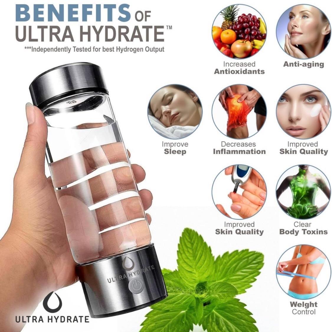 Hydrogen Water Bottle, Ionizer Machine, with SPE/PEM Technology, for Home Office Travel Fitness Drinking Tumbler hydrogen water Drinkware Mug