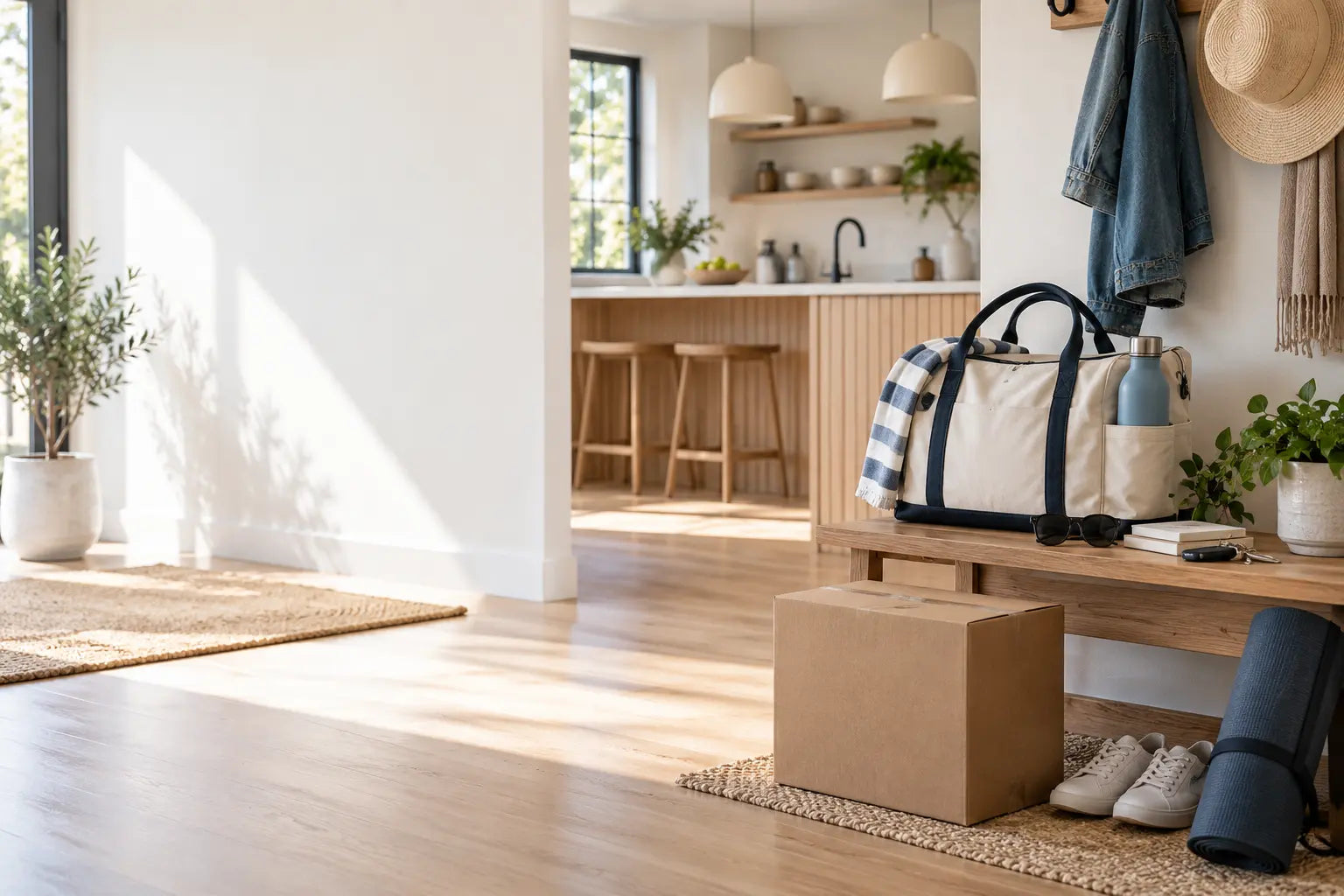 Organized home entryway with practical everyday essentials